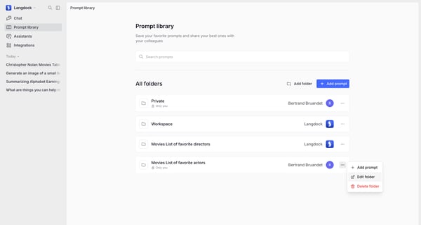Prompt library screen