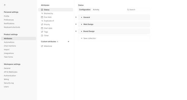 Attributes - Height screen