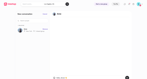Direct messages | Meetup screen