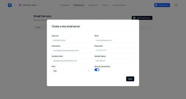 Email Servers from Formcarry