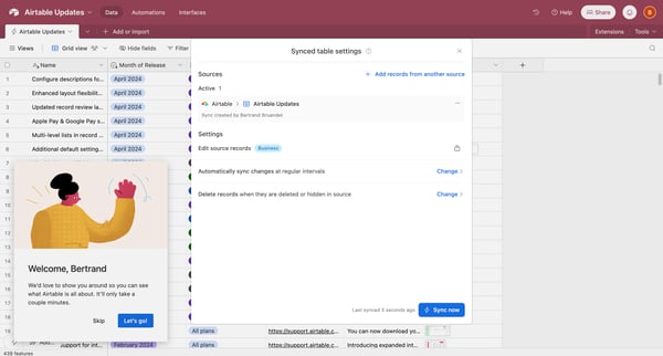Airtable Updates Airtable Updates - Airtable screen