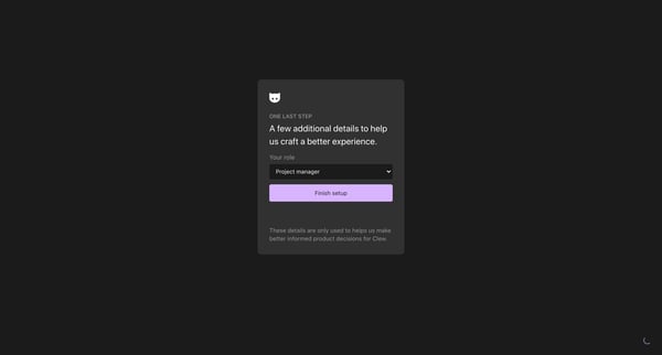 Clew | Signup screen
