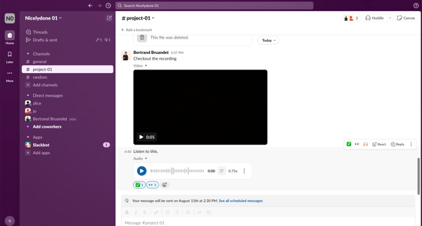 project-01 Channel - Nicelydone 01 - Slack screen