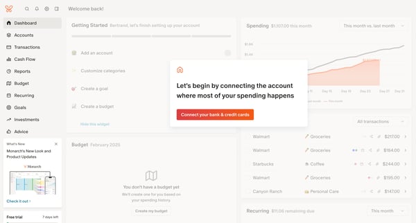 Monarch | Dashboard screen