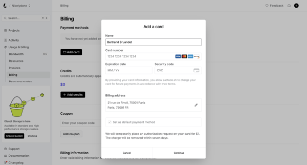 Billing – Dashboard - Latitude.sh screen