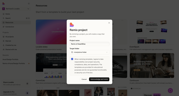 Resources | Lovable screen