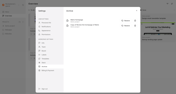 Workflow screen