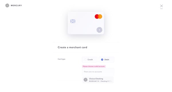 Mercury | Banking for startups screen