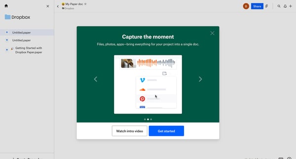 My Paper doc - Dropbox Paper screen
