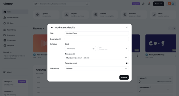 Vimeo screen