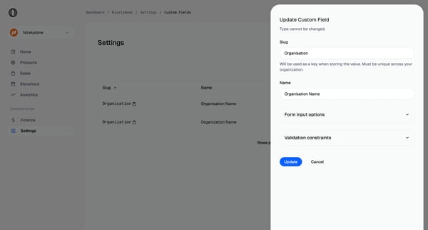 Custom fields | Nicelydone  Polar screen