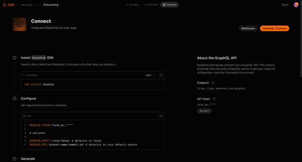 Connect • bertrandonboarding — BaseHub screen