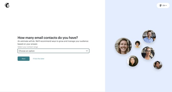 Hello! You're going to love it here | Mailchimp screen