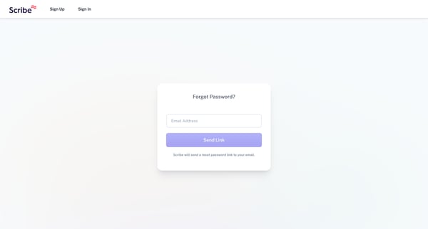 Scribe - Reset Password screen