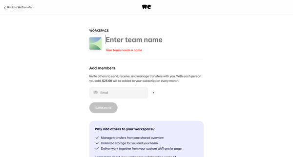 WeTransfer screen