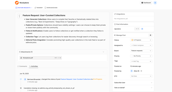 Feature Request: User-Curated Collections | Nicelydone screen