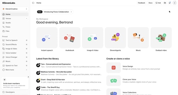 Home | ElevenLabs screen
