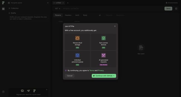 HTTPie for Web — API testing client screen