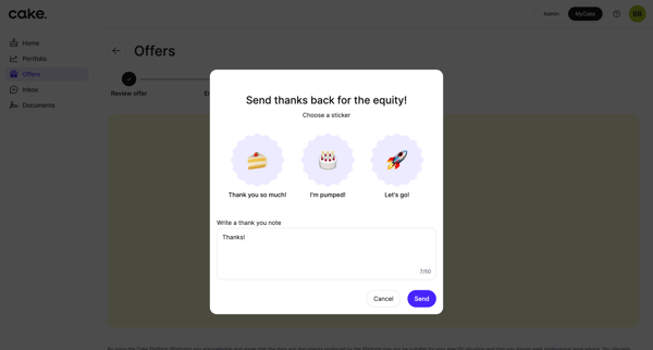 Cake Portfolio App screen