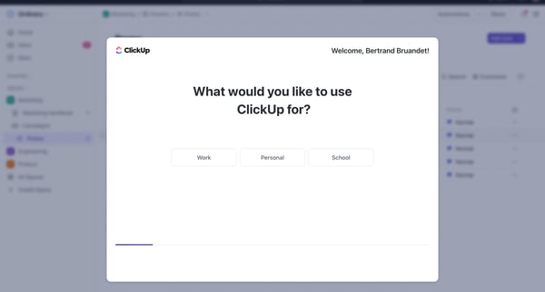 Onboarding | ClickUp screen