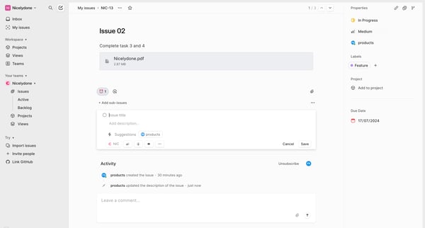 NIC-13 Issue 02 screen