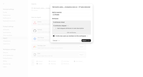 Import - Height screen