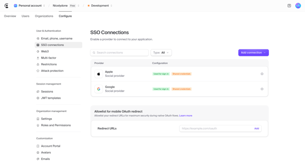 Dashboard | Clerk.com screen