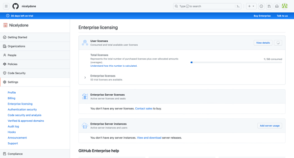Enterprise Licensing screen