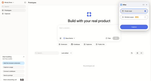 Prototypes screen