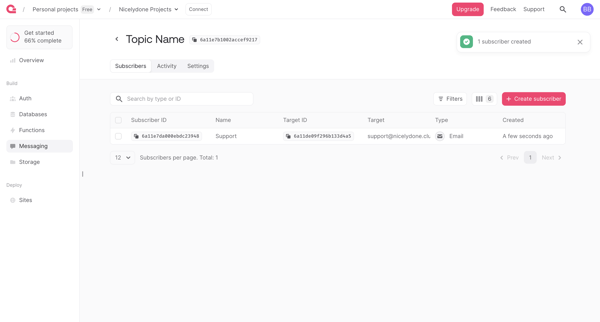 Topic - Appwrite screen