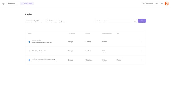 Stories - Tines screen