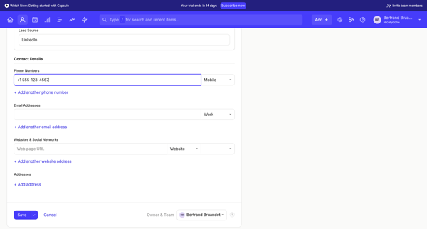 New Person | Nicelydone CRM screen