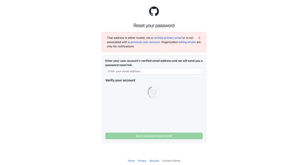 Forgot your password · GitHub screen