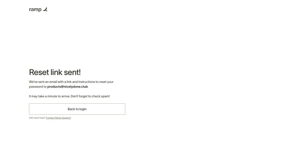 Forgot password — Ramp screen
