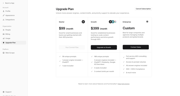 Profound | Answer Engine Optimization screen