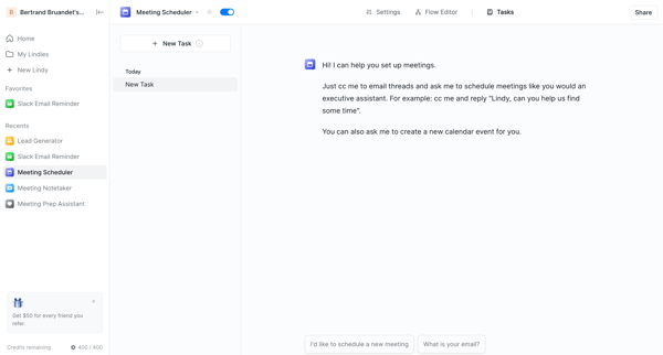 Meeting Scheduler - New Task screen