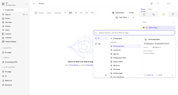 AI / Mixpanel screen