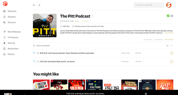 The Pitt Podcast - Pocket Casts screen