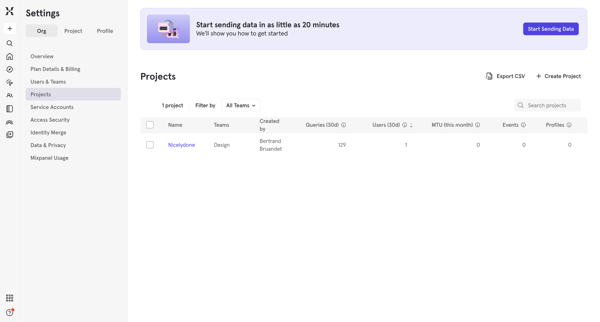 Mixpanel - Product Analytics screen