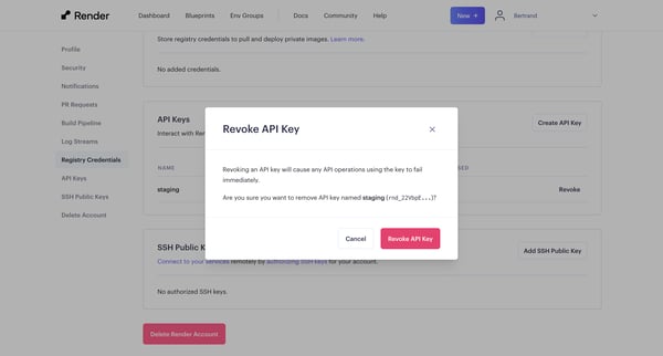 Account Settings from Render