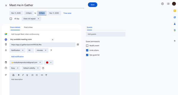 Google Calendar - Event details screen