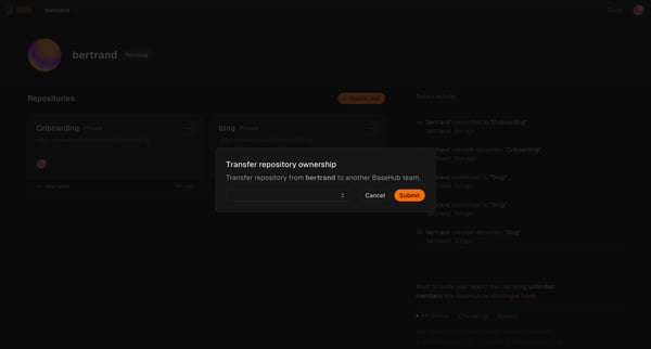 bertrand — BaseHub screen