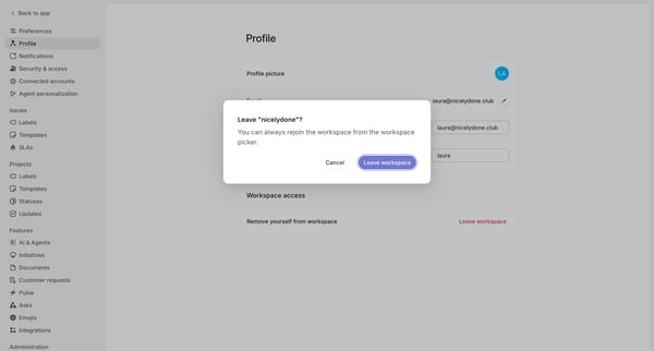 Profile screen