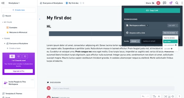 My first doc from Whimsical