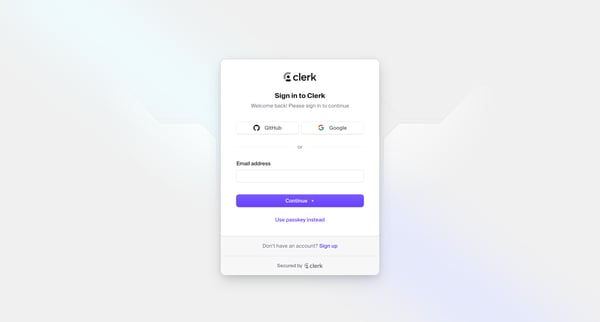 Sign in | Clerk screen