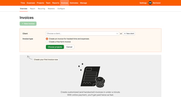 Invoices – nicelydone – Harvest screen