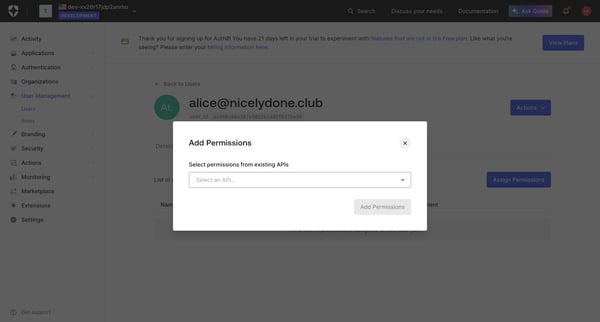 User Details screen
