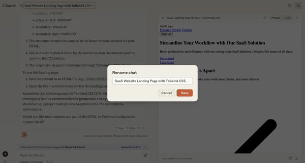 SaaS Website Landing Page with Tailwind CSS - Claude from Claude