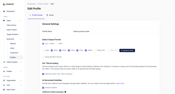 Edit Video Profile - Gumlet screen