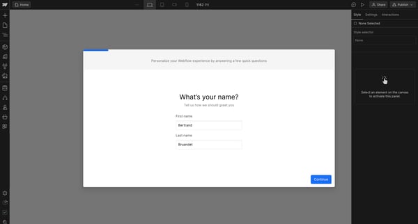 Welcome to Webflow - Webflow screen